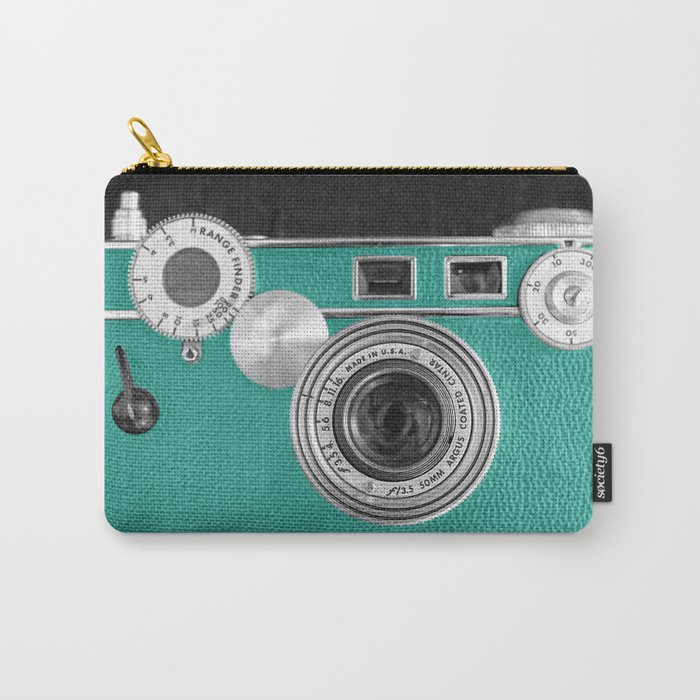 Teal retro vintage phone Carry-All Pouch