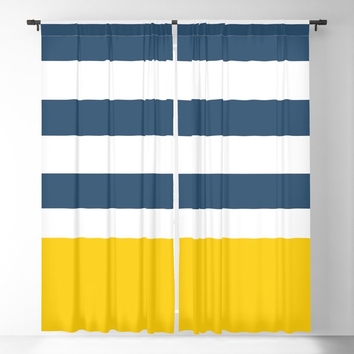 Navy and yellow stripes Blackout Curtain