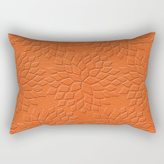 Leather Look Petal Pattern - Flame Color Rectangular Pillow