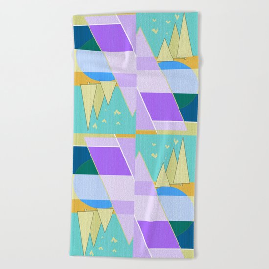 Abstraction in purple and blue colors . Beach Towel