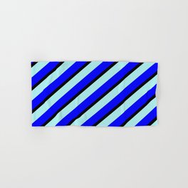 [ Thumbnail: Turquoise, Blue, and Black Colored Lines Pattern Hand & Bath Towel ]