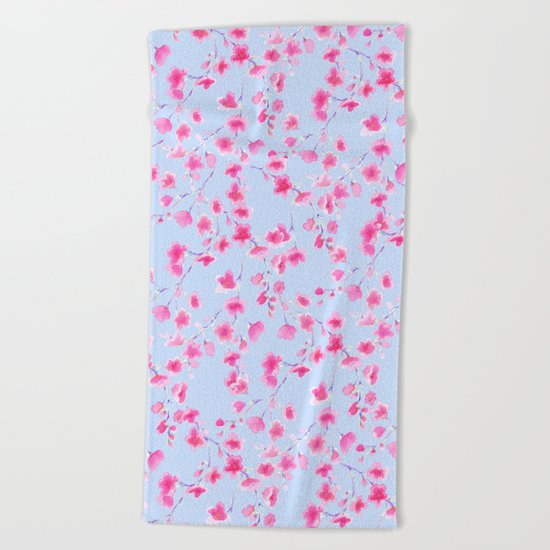 Cherry Blossoms Periwinkle (For Mackenzie) Beach Towel