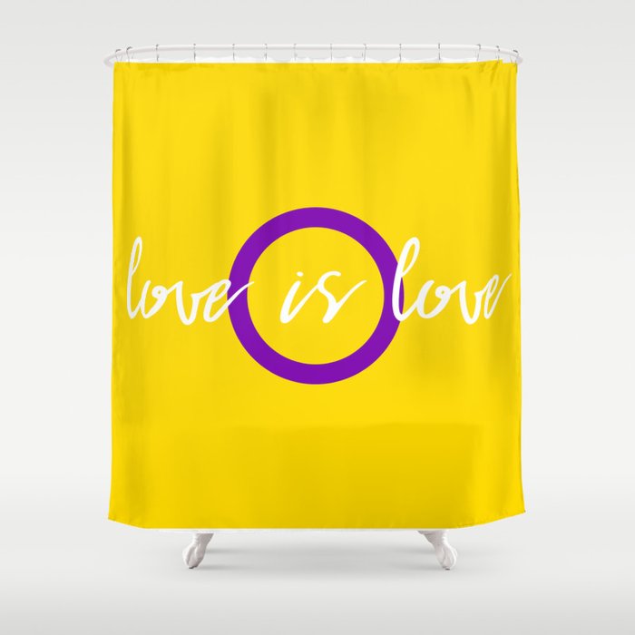 Love is love intersex flag Shower Curtain