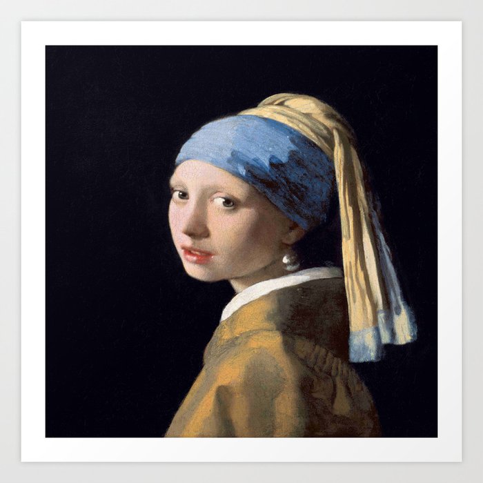 Vermeer, Girl with a Pearl Earring,Meisje met de parel,La joven de la perla Art Print