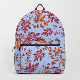 Autumn Leaves Peacefully Falling Backpack | Leaves, Autumn, Lightblue, Mood, Yellow, Peace, Nature, Atmosphere, Pattern, Relax 