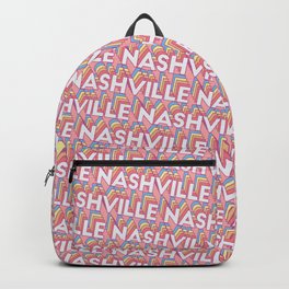 Nashville, Tennessee Trendy Rainbow Text Pattern (Pink) Backpack | Pattern, Pretty, Graphicdesign, Retro, City, Digital, Usa, Typography, Rainbow, Nashville 