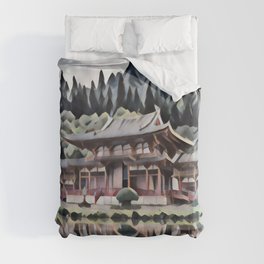 Temple by the Lake Duvet Cover