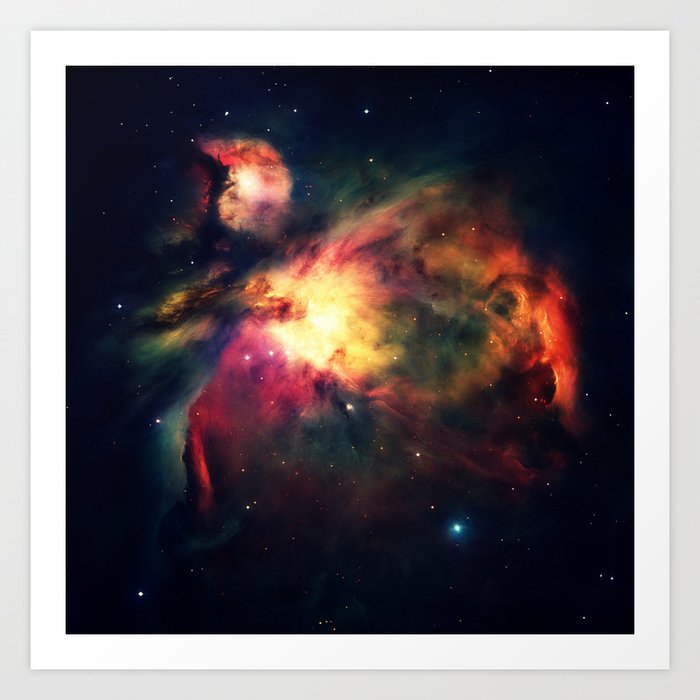 Orion NEbula Dark & Colorful : Hauntingly Beautiful Series Art Print