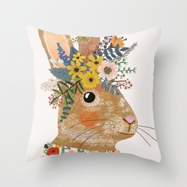 Foral Rabbit Throw Pillow