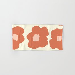 Large Pop-Art Retro Flowers in Red Rust on Cream Beige Background Hand & Bath Towel