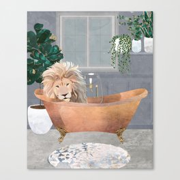 Lion in a bronze bath tub Canvas Print