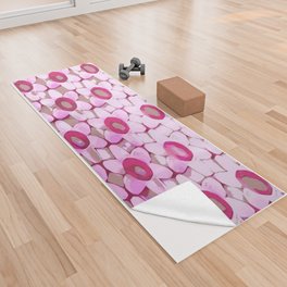 Abstract Happy Daisy Pattern Pinks Tan Yoga Towel