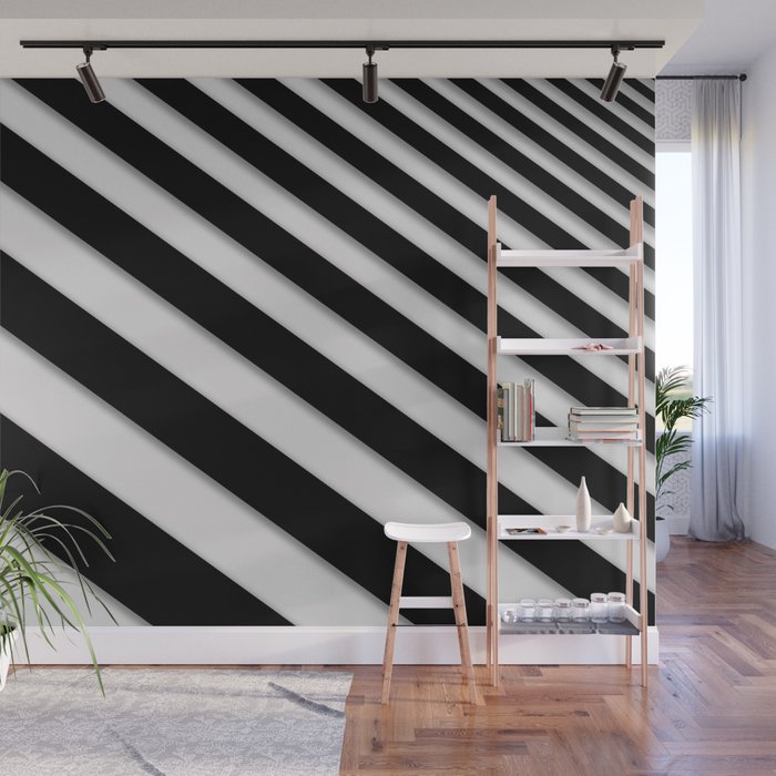 Perspective Solid Lines - Black and White Stripes - Digital Illustration - Artwork Wall Mural