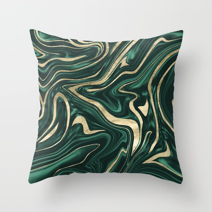 Gold and green decorative pillow
