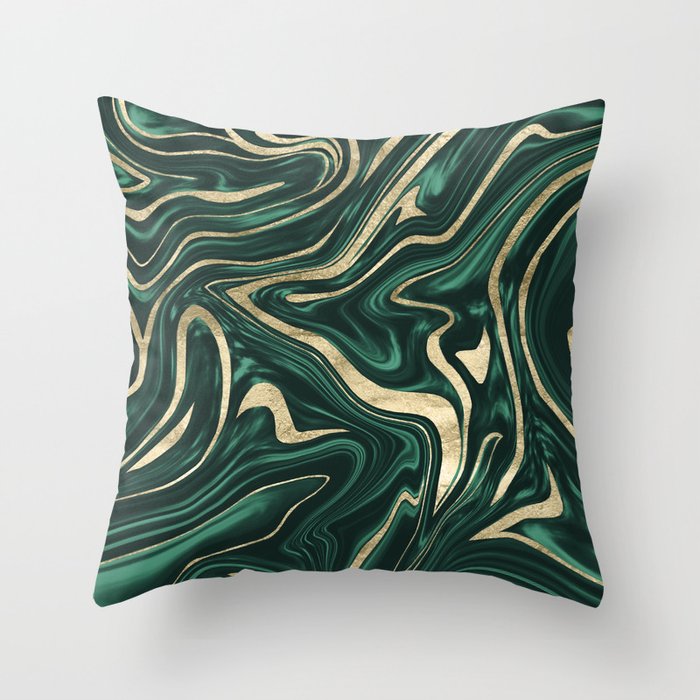 Emerald Green Black Gold Marble 1 Decor Art Society6 Throw