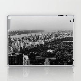 New York City Manhattan aerial view with Central Park and Upper West Side black and white Laptop Skin