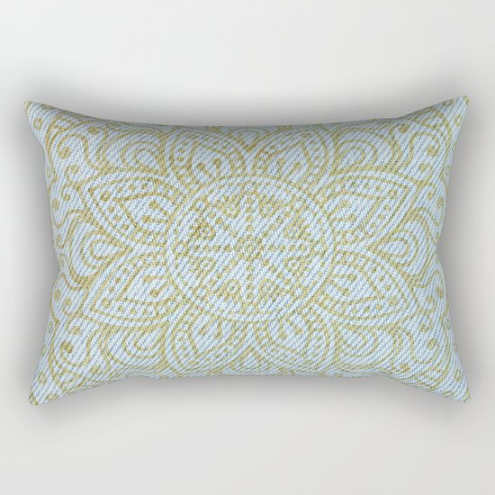 Gold Mandala on Light Blue Jeans Rectangular Pillow