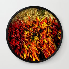 Ristras made from green, yellow, orange and red chile peppers Wall Clock