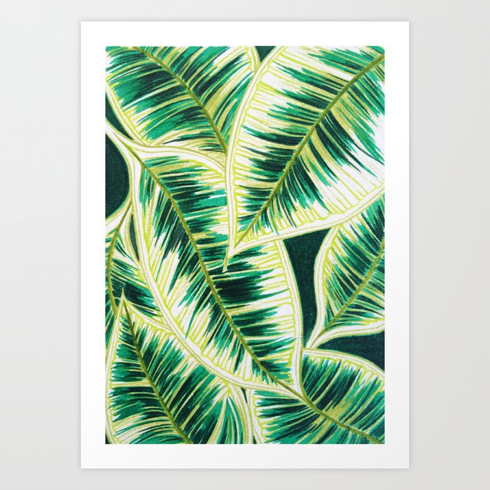 Leaves 1- Green Art Print
