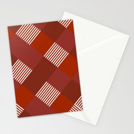 Diamond Plaid Stripes Harlequin Red Ruby White Stationery Card