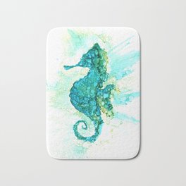Seahorse Bath Mat | Seahorses, Ink, Beachdecor, Watercolor, Nautical, Aqua, Painting, Seahorseart, Seahorse, Seahorsetheme 
