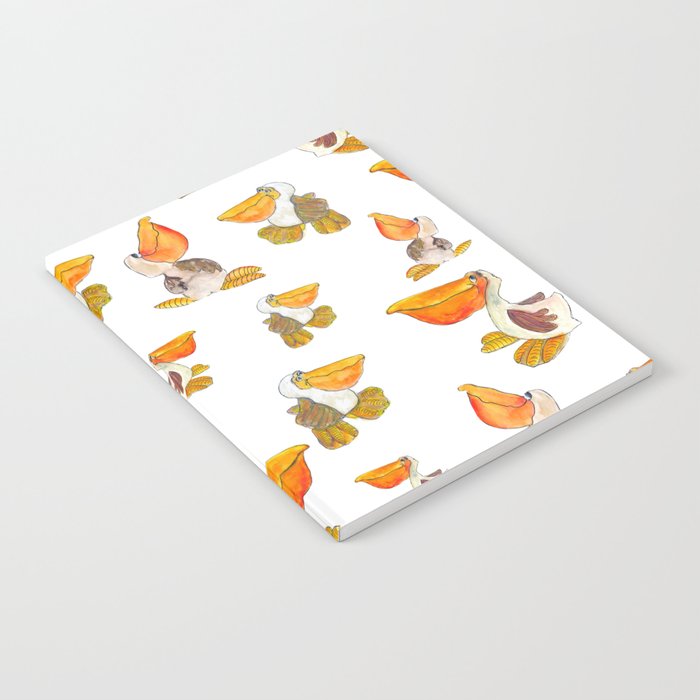 Pelicans-White Background-Large scale Notebook