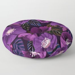 Purple Dark Flowers Floor Pillow