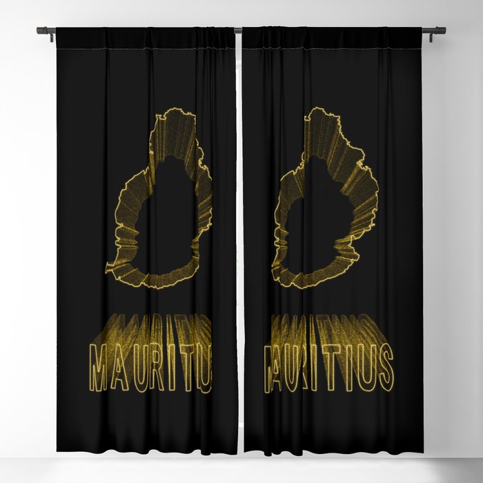 Map of Mauritius, Gold Map Blackout Curtain by Allexxandarx Society6
