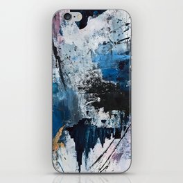 Breathe: colorful abstract in black, blue, purple, gold and white iPhone Skin