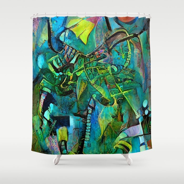 Abstract Green Composition Shower Curtain