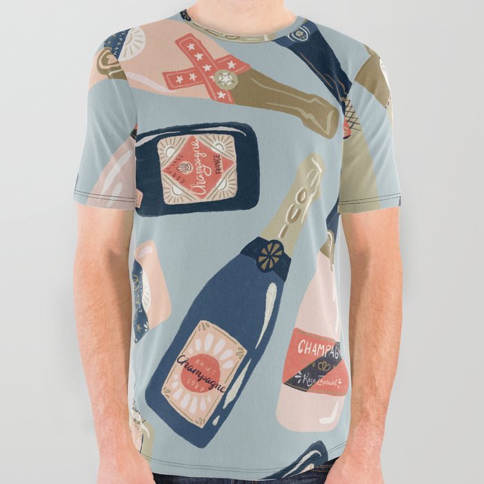 French Champagne Collection – Navy & Coral All Over Graphic Tee