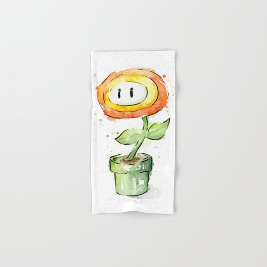 Fireflower Watercolor Painting Hand & Bath Towel
