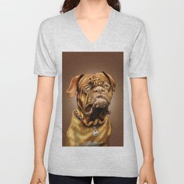 French Mastiff Dog Portrait V Neck T Shirt