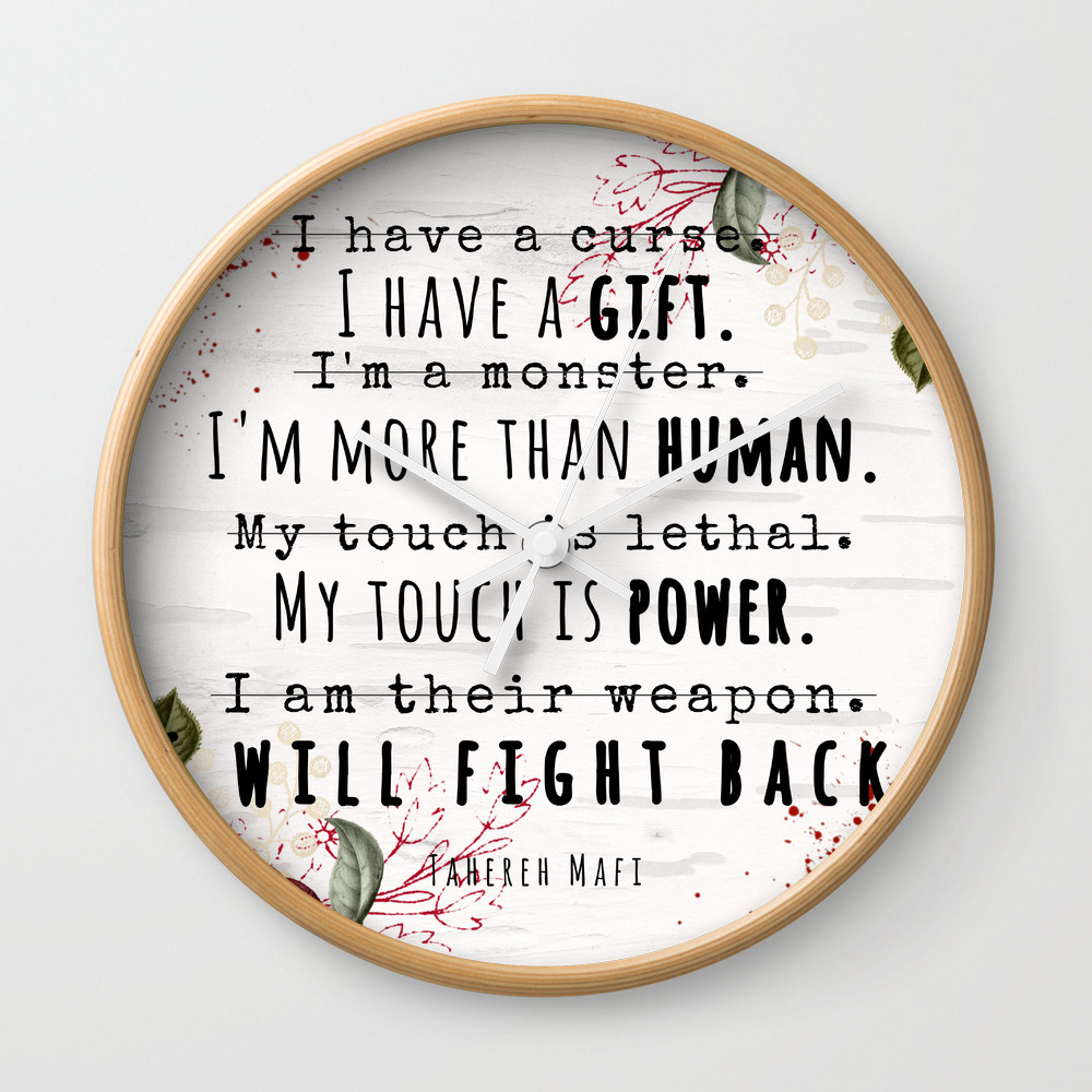 I Will Fight Back Shatter Me By Tahereh Mafi Wall Clock By
