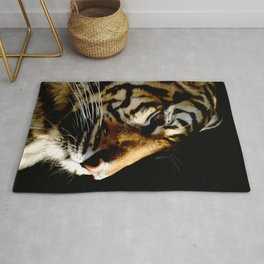 Close-up of Sumatran tiger on a black background Area & Throw Rug