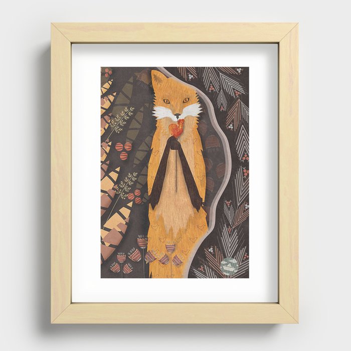 Fox and candy bird Recessed Framed Print