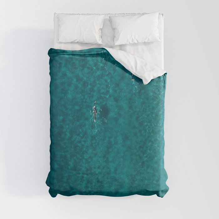 Trio Swimmers Turquoise Waters  Duvet Cover