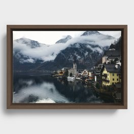 Village Near a Lake (Hallstatt, Austria) Framed Canvas