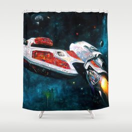Traveling at the speed of light Shower Curtain