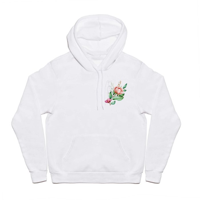 Woman with Flowers Abstract Line Art Hoody