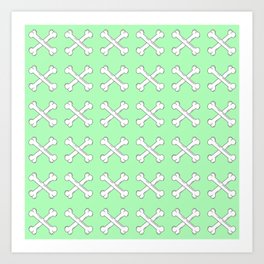 Green Crossbones Pattern Art Print