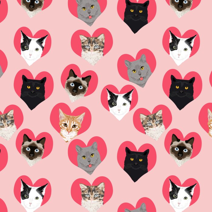 Cute Cat Collection Hearts Love Valentines Day Gift For Cat Lady