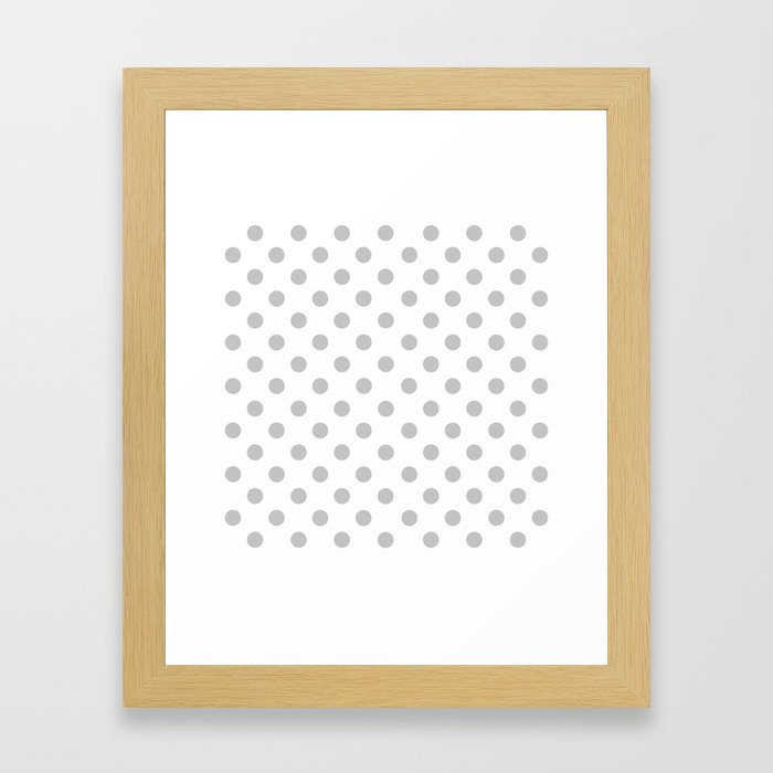 Polka Dots (Gray & White Pattern) Framed Art Print
