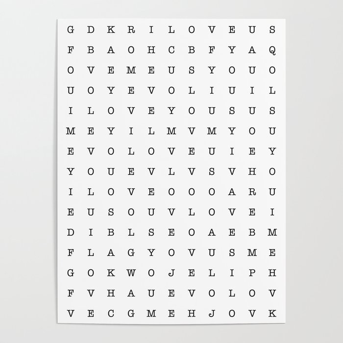 LOVE word search Poster