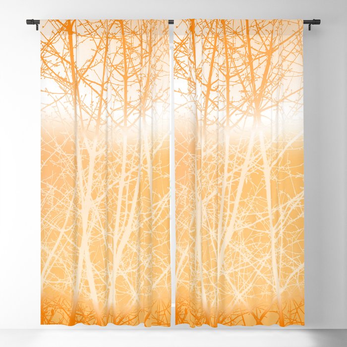 Frosted Winter Branches in Dusty Orange Blackout Curtain