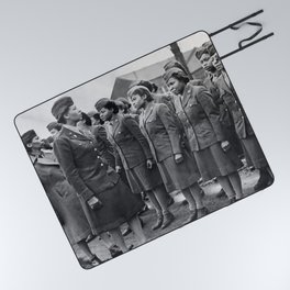 All African American Military WWII Women's Army Unit black and white portrait photograph - photography - photographs Picnic Blanket