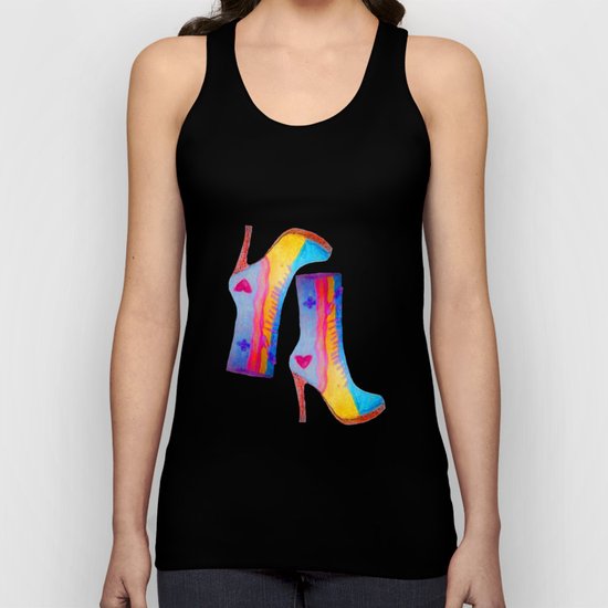 The Elisavet's Painted Boots | Kids painting |Fashion Design Unisex Tank Top