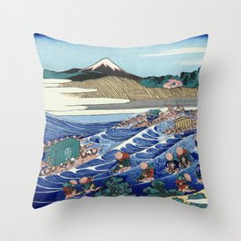 Hokusai -36 views of the Fuji 45 The Fuji from Kanaya on the Tokaido Throw Pillow