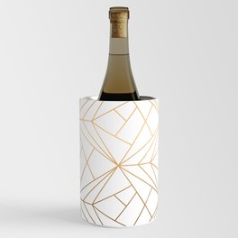 Geometric Gold Pattern With White Shimmer Wine Chiller