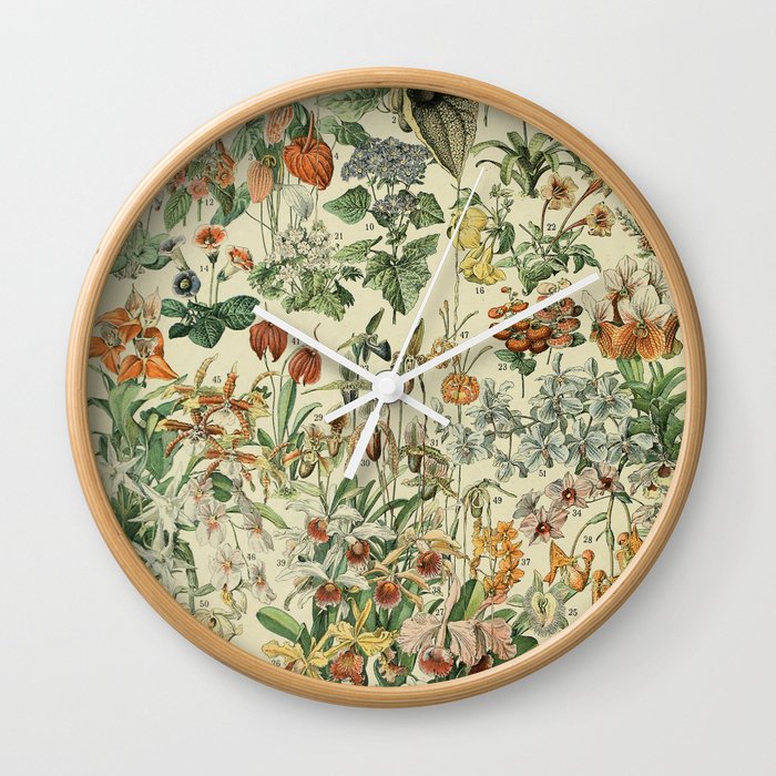 Vintage French Poster Botanical Flower Illustration Adolphe Millot Wall Clock